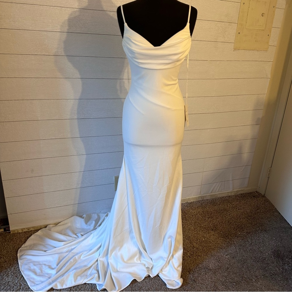 Nox Anabel NWT Cowl Mermaid Wedding Dress JE954 Size 4 - Picture 8 of 11